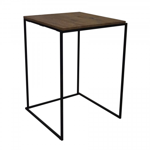 Table haute noire 80x80cm plateau bois