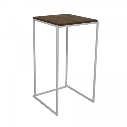 Table haute blanche 60x60cm plateau bois