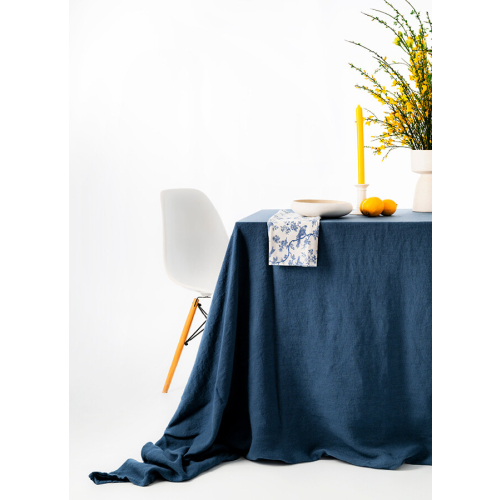 Nappe en lin (Bleu nuit, 300x300 cm)